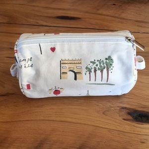 Garnet Hill Paris themed lined cosmetic makeup bag